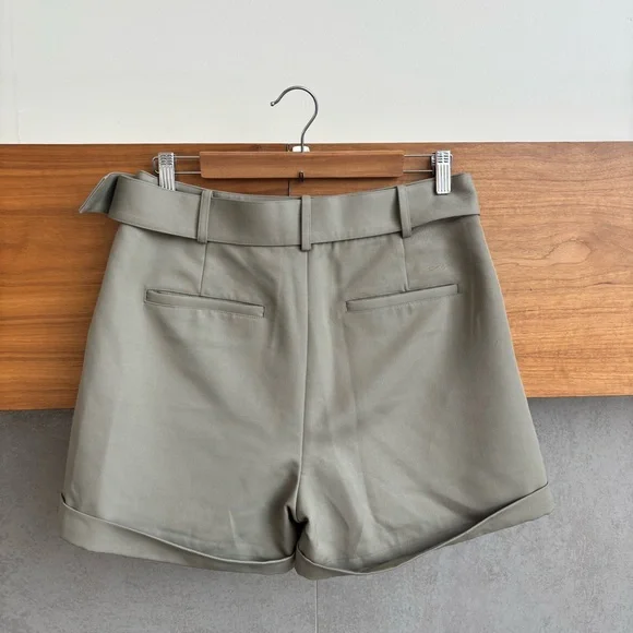 ANINE BING BECKY SHORT IN GREEN KHAKI, SIZE EU 40/US XL